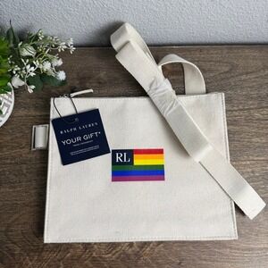 Ralph Lauren Pride Crossbody Bag Canvas Rainbow Flag New w/Tags LGBT 10" x 8"